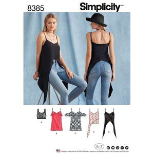 #8385 Simplicity Asymmetric Tank Tops + Bralette 5 Styles Size 4-12 OR 12-20